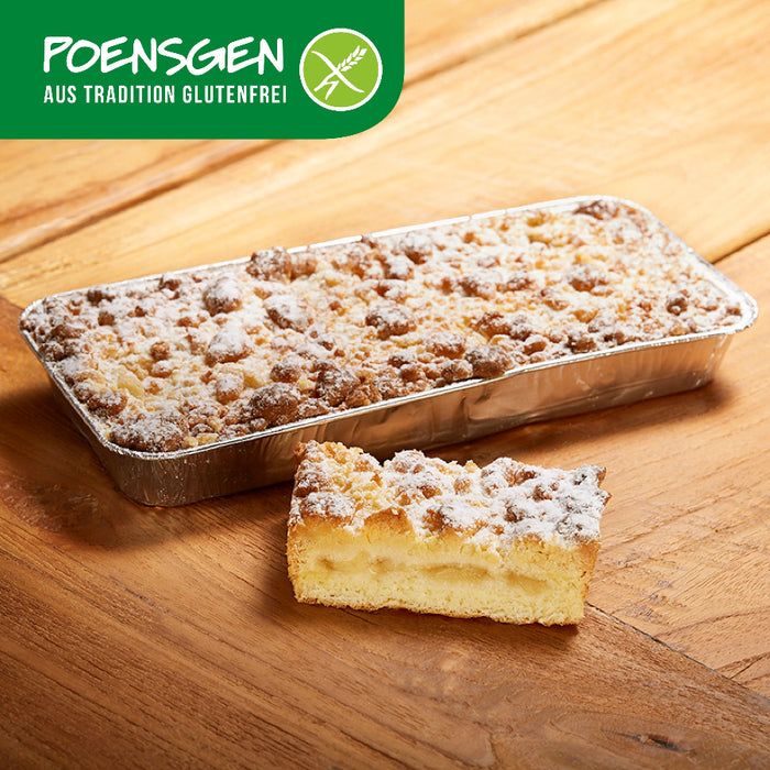 Apfelstreusel glutenfrei 500g - Poensgen
Ein Stück Heimatgenuss ohne Gluten: Dieses köstliche Apfelstreel stellt eine perfekte Balance zwischen fruchtiger Säure und knuspriger Süße her. Saftige Apfelstücke treffen auf fluffigen glutenfreien Teig und werden von einer großzügigen Schicht knuspriger Streusel gekrönt – für ein liebevoll gebackenes Geschmackserlebnis.