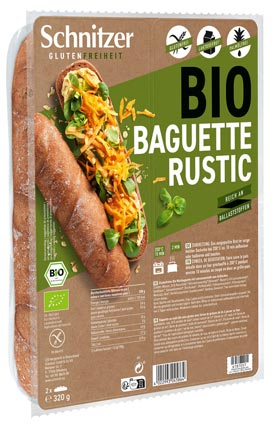 Baguette Rustic Maisbaguette mit Leinsamenmehl 320g- Schnitzer Bio
Unser Bio Baguette Rustic – glutenfrei, herzhaft und vollmundig im Geschmack. Angereichert mit wertvollem Leinsamenmehl, überzeugt es durch seine rustikale Kruste und weiche Krume