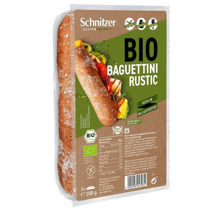 Baguettini Rustic Maisbaguette 200g-Schnitzer Bio
Klein, aber oho – unsere Bio-Baguettinis Rustic bieten großen Genuss im Mini-Format. Mit ihrem fein-milden Geschmack sind sie die perfekte Grundlage für pikante Aufstriche oder süße Beläge.