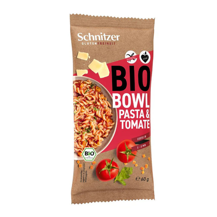 Bowl Pasta & Tomate 60g - Schnitzer
Pasta mit Tomatensoße – ein echter Klassiker! Mit unserer aromatischen Bio Bowl Pasta & Tomate zauberst du dir im Handumdrehen eine warme Mahlzeit. Heißes Wasser hinzufügen, kurz ziehen lassen, umrühren – und genießen.