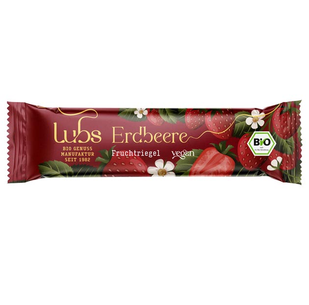 Erdbeer Fruchtriegel 30g - Lubs Bio
Fruchtriegel Erdbeer von Lubs ist ein leckerer glutenfreier Riegel. Unentbeerlich: mit Erdbeeren, schwarzen Johannisbeeren, Datteln und einem Hauch Vanille.