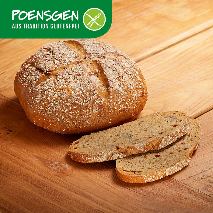 Fitnessbrot glutenfrei 750g - Poensgen
Power für den Tag – unser Fitnessbrot verbindet nährstoffreiche Zutaten wie Walnüsse, Kürbiskerne und Möhren mit einer leichten Natursauerteig-Herstellung. Es ist frei von Gluten, Laktose, Ei, Sesam und Soja, handwerklich mit Liebe gefertigt und mit DLG‑Bronze 2017 ausgezeichnet – für ernährungsbewusste Genießer:innen ohne Verzicht auf Geschmack.