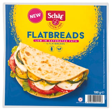 Flatbreads 180g - Schär
Weich, flexibel und unglaublich vielseitig: Die glutenfreien Flatbreads von Schär lassen sich ganz einfach falten oder rollen – ideal zum Befüllen, Belegen oder Dippen. Ob im Toaster, in der Pfanne oder im Ofen zubereitet – sie sind im Handumdrehen servierbereit und passen zu jeder Gelegenheit.