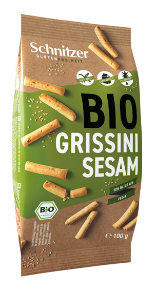 Grissini Sesam 100g- Schnitzer Bio
Bio Grissini Sesame von Schnitzer. Glutenfreie Bio Kartoffelcracker mit Sesam. Die Miniversion des traditionellen italienischen Gebäcks, verfeinert mit Sesam.