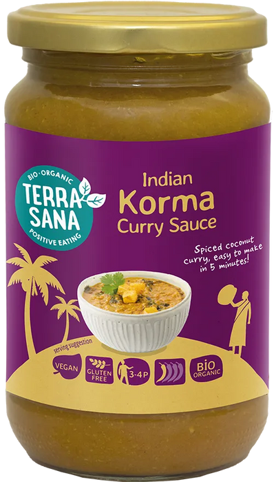 Indische Korma Currysauce 350g-Terassana Bio
Du bist kein Koch, aber ein echter Feinschmecker? Dann ist unsere indische Korma-Currysauce genau das Richtige für dich! Mit ihr holst du dir Restaurantqualität ins eigene Zuhause.