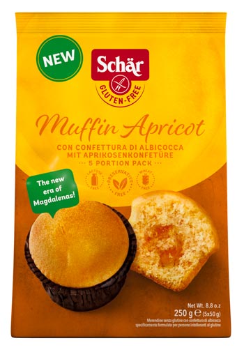 Muffin Apricot 250g- Schär
Genießen Sie den Geschmack des Sommers mit unseren glutenfreien Muffins Apricot! Diese saftigen Köstlichkeiten sind mit einer zarten, süß-sauren Aprikosenkonfitüre gefüllt, die jedem Bissen eine fruchtige Note verleiht.