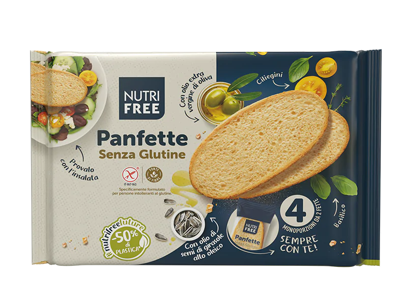 Panfette helles Brot geschnitten 300g - Nutri Free
Panfette von Nutrifree sind helle glutenfreie Brotscheiben mit nativem Olivenöl