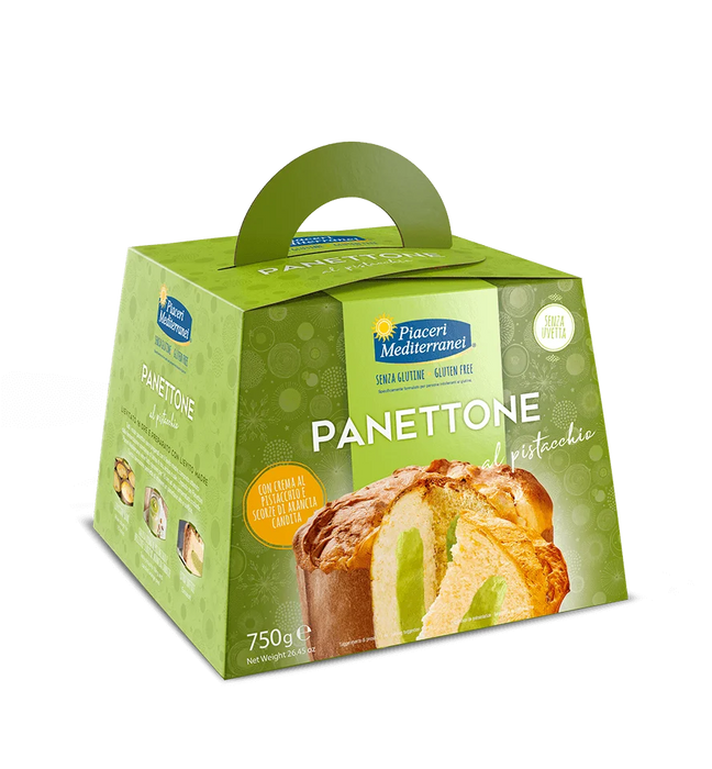 Pistachio Panettone 750g - Piaceri
Für alle, die Pistazien lieben – ein Weihnachtsgenuss der besonderen Art.
Unser glutenfreier Panettone mit Pistazienfüllung vereint zartes Aroma mit herrlicher Cremigkeit. Das Ergebnis ist ein besonders luftiger, extra weicher Hefekuchen, der mit einer feinen Pistaziencreme veredelt ist – perfekt für die Festtage.