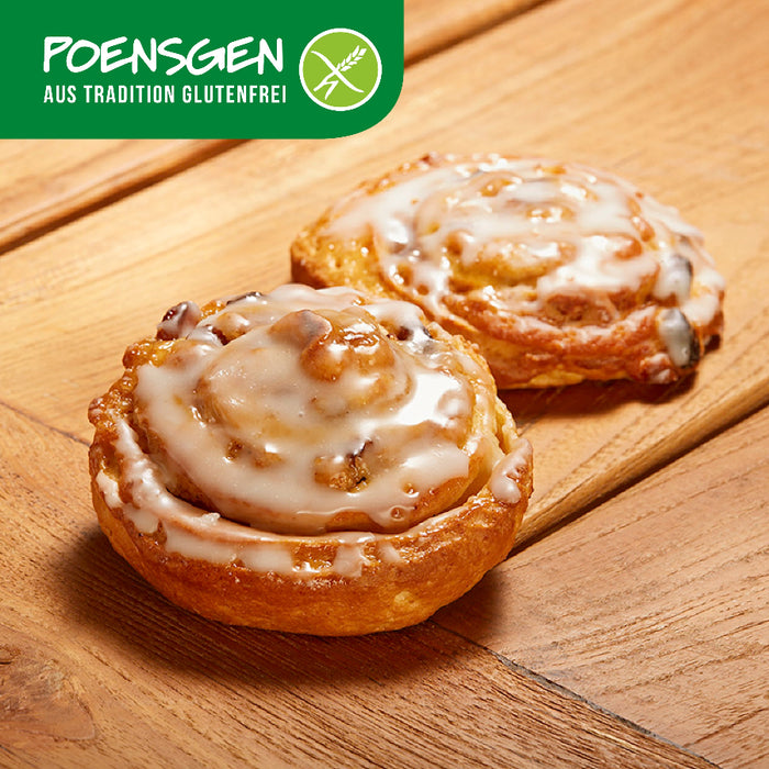 Rosinenschnecken glutenfrei 2x110g - Poensgen
Unsere Rosinenschnecken in zartem Hefeteig, durchzogen von saftigen Rosinen, die jeden Bissen sanft süß machen – ganz ohne Gluten. Perfekt, um sich mit einem entspannten Kaffee oder Tee eine süße Auszeit zu gönnen.