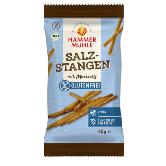 Salzstangen mit Meersalz 45g - Hammermühle Bio
Die glutenfreien Salzstangen mit Meersalz sind vegan und aus biologischer Landwirtschaft.