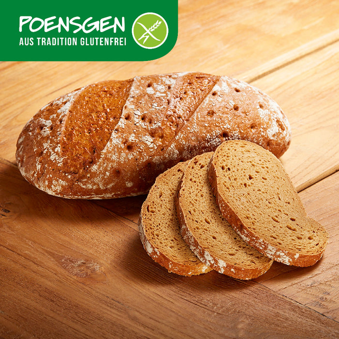 Sauerteigbrot glutenfrei 750g - Poensgen
Rustikale Frische mit feiner Würze – unser Sauerteigbrot überzeugt durch seinen herzhaft-markanten Geschmack und traditionelle Tiefe. Gebacken mit 18 % Natursauerteig und frei von Gluten, Laktose, Ei, Soja, Sesam und Schalenfrüchten – für verträglichen Genuss, der an echtes Handwerk erinnert.