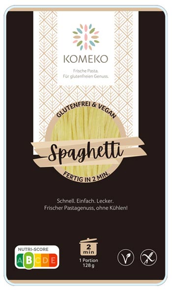 Spaghetti 128g- Komeko
Die KOMEKO Pasta bringt den Genuss von traditioneller frischer Pasta, die glutenfrei ist und nicht gekühlt werden muss.