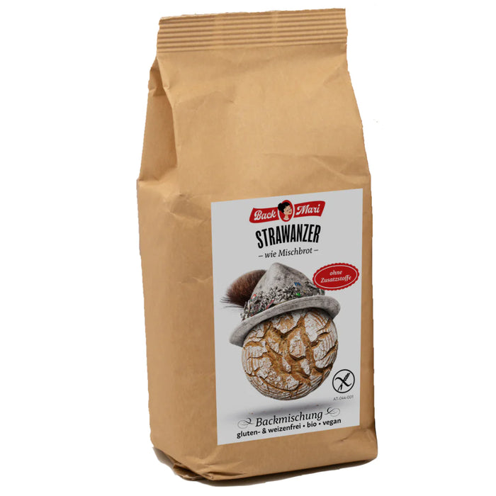 "Strawanzer" Backmischung Mischbrot 350g - Backmari Bio
Der Strawanzer ist unsere Backmischung für ein glutenfreies Brot ähnlich einem Mischbrot. Durch die knusprige Kruste und die lockere, weiche Krume kommt das vertraute Gefühl österreichischer Brotkultur in glutenfreier Form auf den Tisch.