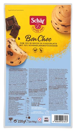 Bon Choc 220g- Schär
Luftig und leichte Brötchen mit extra viel Schokoladentropfen.