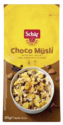 Choco Müsli 375g - Schär
Choco Müsli von Schär. Glutenfreies Schoko Müsli mit Haferflocken, Hirse und Amaranth.