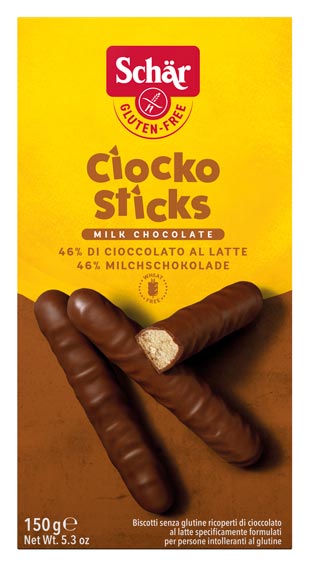 Ciocko Sticks 150g - Schär
Ciocko Sticks von Dr. Schär sind knackige glutenfreie Mürbeteigsticks mit köstlicher Vollmichschokolade überzogen.