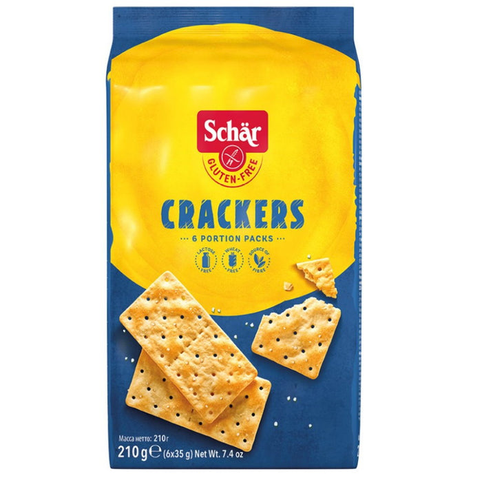 Crackers 210g - Schär
Die glutenfreien Cräcker sind perfekt für zwischendurch oder zum Frühstück mit Frischkäse geniessen.
