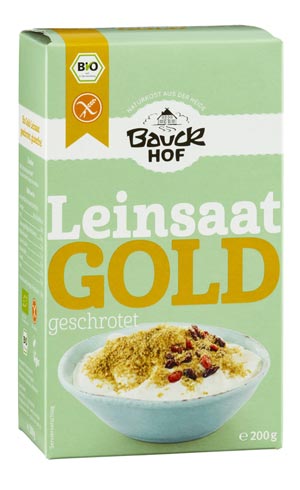 Gold Leinsaat 200g - Bauckhof Bio
Gold Leinsaat, geschrotet von Bauckhof. Gold-Leinsaat enthält von Natur aus einen hohen Gehalt an Omega 3-Fettsäuren. Die Bioverfügbarkeit der Fettsäuren ist aus geschroteter Leinsaat besser als aus ganzer Leinsaat. Geschrotete Leinsaat ist eine wertvolle Ballaststoffquelle.