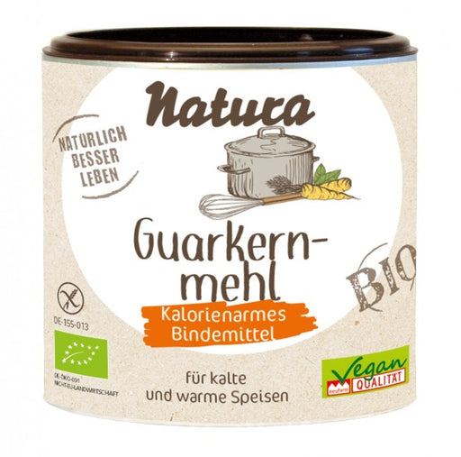 Guakernmehl 110g- Natura Bio
Guarkernmehl wird aus dem tropischen Guarstrauch gewonnen. Es eignet sich hervorragend als natürlicher Ersatz von Stärkemehlen, Eigelb oder anderen Bindemitteln zum Zubereiten von Soßen, Dips und Suppen, Gemüse- und Fleischgerichten, eifreien Aufläufen, Desserts und Schlagsahne, Fruchtmus und Kaltschalen, glutenfreien Brot und Backwaren.