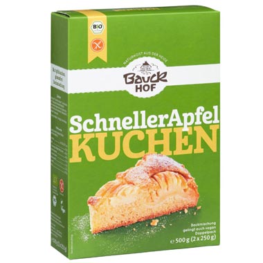 Schneller Apfelkuchen Backmischung 500g- Bauckhof Bio
Glutenfreie Backmischung für einen Apfelkuchen von Bauckhof. Schnelle Backmischung für 1 Kuchenblech oder 2 Springformen. Zubereitung 10-15 Minuten, Backzeit 45 Minuten. Im Doppelpack 2 Beutel a 250g Backmischung.