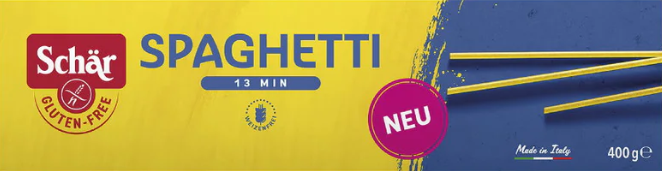 Spaghetti 400g - Schär
Glutenfreie Spaghetti von Schär ist die klassische Pasta aus Italien. Natürlich gluten- und weizenfreie Nudeln.