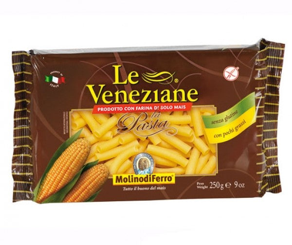 Tubetti 250g - Le Veneziane
Le Veneziane Tubetti Rigati von Molino di Ferro sind wohl die köstlichsten glutenfreien italienischen Mais Nudeln. Tubetti sind zylinderförmige Röhrchen.