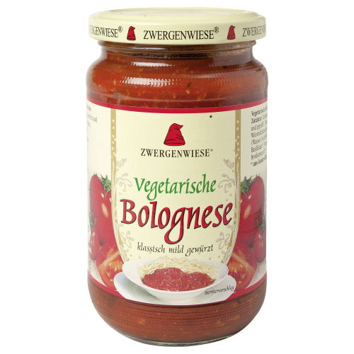 Vegetarische Bolognese Sauce 340ml - Zwergenwiese bio
Die Tomatensaucen eignen nicht nur zu Pasta, sondern auch auf Pizza, als Basis für Chili sin Carne, als Belag für Wraps und als Gazpacho oder Tomatenkaltschale