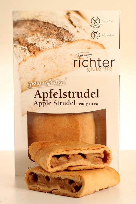 Wiener Apfelstrudel 320g / 2 Stk. - Richter glutenfrei
Was gibt es besseres, als den aromatischen Duft von warmen Apfelstrudel?
Hier können Sie im Handumdrehen, glutenfreien
Richter's Apfelstrudel genießen und am besten noch mit Vanillesauce verfeinern.
Eine feine und reichhaltige Apfelfüllung steht hier im Vordergrung und begeistert nicht nur Zöliakie Betroffene!
Überzeugen Sie sich selbst.