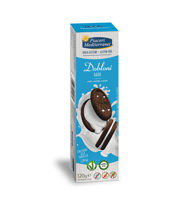Dobloni Dark 120g - Piaceri

Dobloni Dark vereinen zwei aromatische Kakaokekse mit einer zartschmelzenden Vanillecreme zu einem unverwechselbaren Geschmackserlebnis.