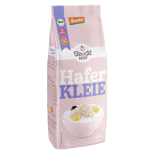 Haferkleie 300g - Bauckhof Bio

Ideal zu Joghurt, Müsli, Suppen & Soßen. Haferkleie ist reich an Ballaststoffen, Mineralstoffen und Spurenelementen. Bitte nehmen Sie Haferkleie mit ausreichend Flüssigkeit zu sich.