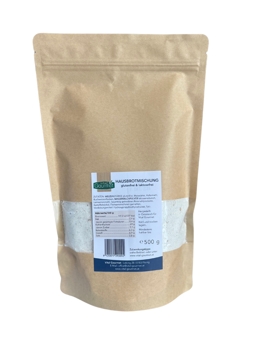 Hausbrot Backmischung - gluten/laktosefrei  500g - Vital Gourmet

Saftig , locker und doch eine wunderbare Kruste !&nbsp;