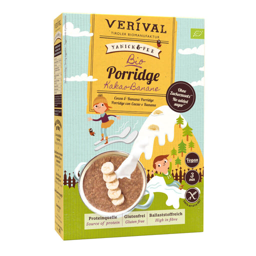 Kids Porridge Kakao-Banane 350g - Verival Bio

Das tägliche Power-Frühstück für Kids: Eine Portion Porridge versorgt Kinder schon am Morgen mit wertvollen&nbsp;Ballaststoffen, Proteinen&nbsp;und&nbsp;allen essentiellen Aminosäuren.