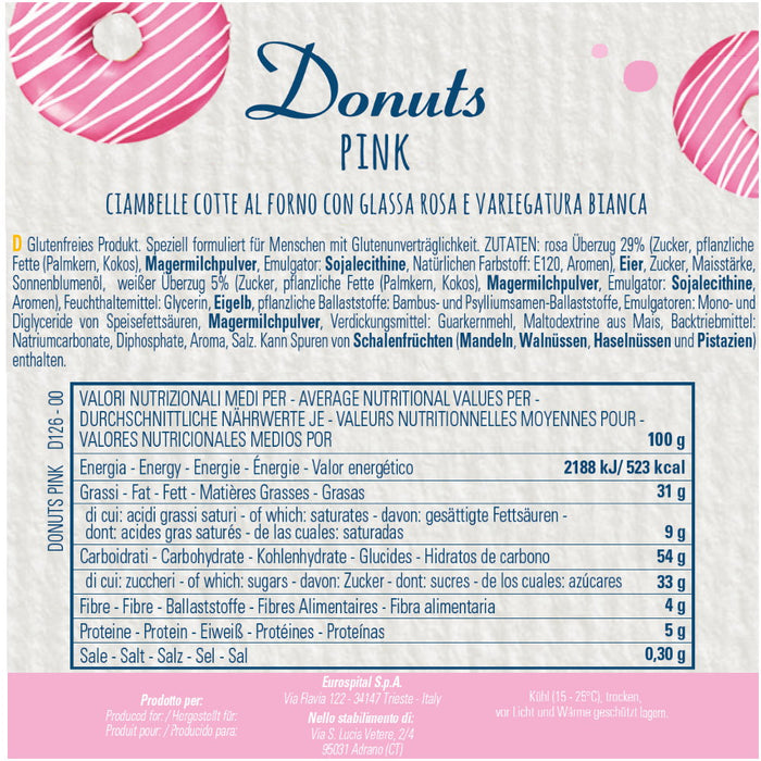 Donut mit Pinker Glasur 90g - Piaceri Mediterranei