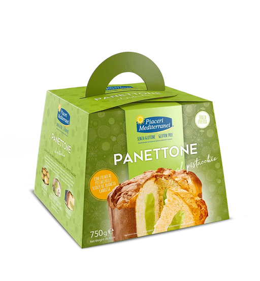 Pistachio Panettone 750g - Piaceri

Für alle, die Pistazien lieben – ein Weihnachtsgenuss der besonderen Art.
Unser glutenfreier Panettone mit Pistazienfüllung vereint zartes Aroma mit herrlicher Cremigkeit. Das Ergebnis ist ein besonders luftiger, extra weicher Hefekuchen, der mit einer feinen Pistaziencreme veredelt ist – perfekt für die Festtage.