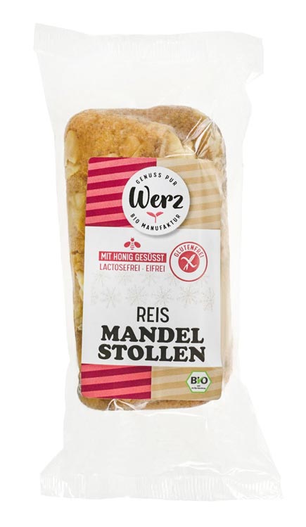 Reis Mandel Stollen 250g - Werz bio

Glutenfreier Reis-Mandel Stollen von Werz ist eine feine&nbsp;Köstlichkeit nicht nur für die Advents- und Weihnachtszeit, sondern auch zu Kaffee, Tee oder Milch schmeckt er hervorragend.&nbsp;