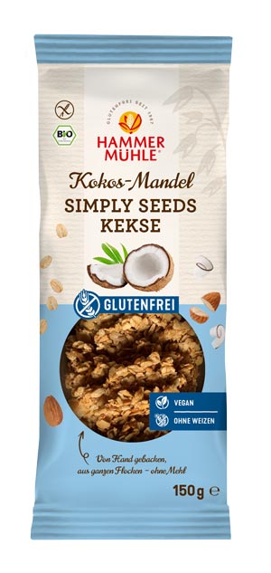 Simply Seeds Kekse Kokos Mandel 150g-Hammermühle Bio

Jeder Biss verspricht dir einen unvergleichlich exotischen Keks-Genuss, der einfach unwiderstehlich ist. Gönn dir diese Delikatesse und genieße den puren Geschmack!