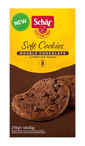 Soft Cookies Double Chocolate 210g - Schär

Glutenfreie Soft Cookies Double Chocolate von Schär.&nbsp;Glutenfreie Schokokekse mit Schokoladentropfen.