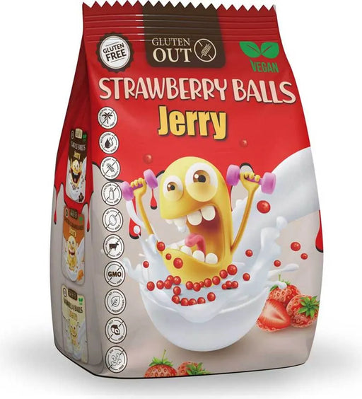 Strawberry Balls 375g - Nerano

Die Gluten Out Jerry Strawberry Balls sind köstliche, glutenfreie Cerealien mit einem intensiven Erdbeergeschmack.