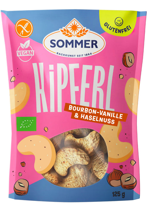 Vanille Kipferl mit Haselnusse glutenfrei 125g - Sommer

Hergestellt aus ausgewählten Bio-Zutaten und ganz ohne Gluten oder Ei überzeugen die Kipferl mit ihrem feinen Vanillearoma und einer angenehm nussigen Note.
