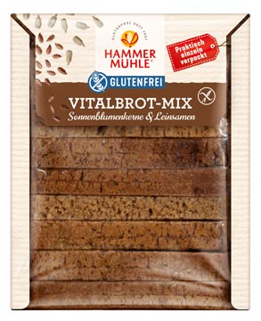 Vitalbrot - Mix 500g - Hammermühle

Glutenfreies Brot Vitalbrot-Mix von Hammermühle. Saftig-herzhafte Brotscheiben mit Vollkornmehl gebacken in zwei leckeren Sorten. 