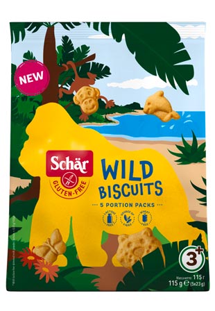 Wild Biscuits 115g- Schär

 Diese Kekse sind nicht nur knusprig und lecker, sondern auch in Form von Tiermotiven gestaltet, was sie besonders ansprechend für Kinder macht. 