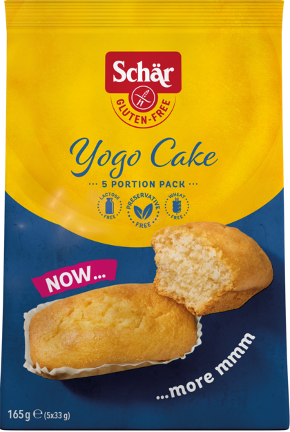 Yogo Cake 165g - Schär

Fluffige, saftige kleine Küchlein der Marke Schär.