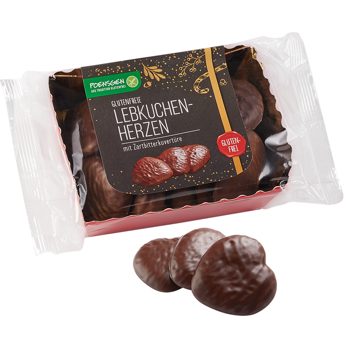 Lebkuchenherzen zartbitter glutenfrei 175g-Poensgen