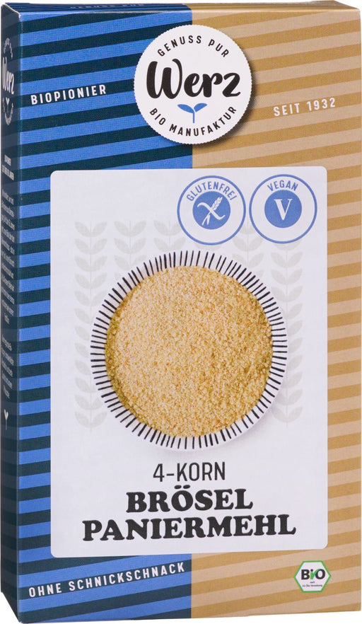 4 Korn Brösel 200g - Werz Bio

4-Korn Brösel von Werz ist ein glutenfreies Paniermehl, zum Abschmelzen, Für Suppenklößchen, Vollkorn-Knödel und Kuchen.