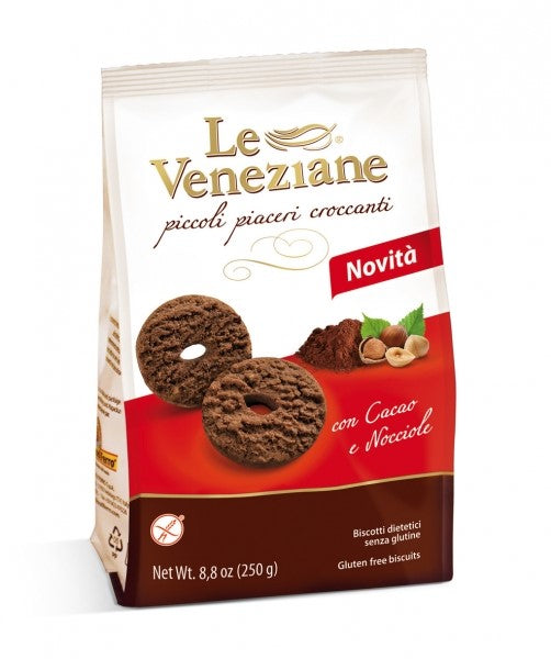 Biscotti Kekse mit Kakao und Haselnüssen 250g  -Le Veneziane

 Probieren Sie sich einfach &nbsp;zu&nbsp;Ihrer&nbsp;Lieblingssorte durch. Ob für Jung oder Alt, diese glutenfreien Kekse passen hervorragend zu Kaffee und Kuchen und eignen sich auch als glutenfreie Nascherei für zwischendurch.