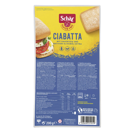 Ciabatta 200g - Schär

Glutenfreies Ciabatta-Brötchen zum Fertigbacken!