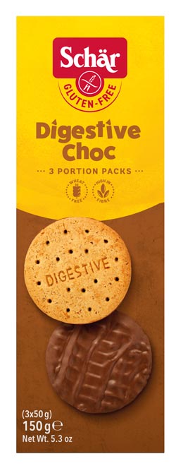 Digestive Choc 150g - Schär

Digestive Choc von Dr. Schär sind leckere glutenfreie Kekse mit Milchschokolade.
