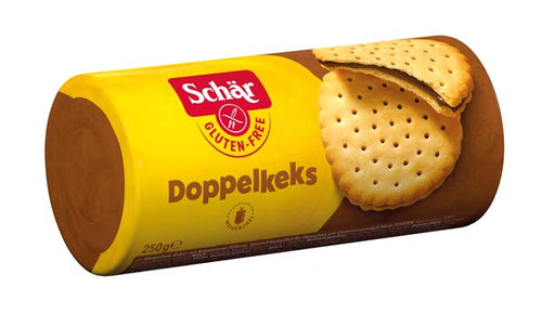 Doppelkeks 250g - Schär

Sorrisi von Dr. Schär sind glutenfreie Doppelkekse mit Kakaocreme-Füllung. Ein unwiderstehlich kleiner Snack oder für zwischendurch.