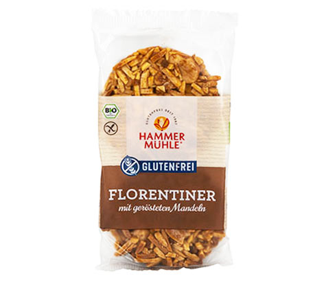 Florentiner mit gerösteten Mandeln 80g - Hammermühle bio

Bio Florentiner von Hammermühle. Leckeres glutenfreies, laktosefreies Mandelgebäck mit Zartbitterschokolade&nbsp;und&nbsp;mit gerösteten Mandeln.