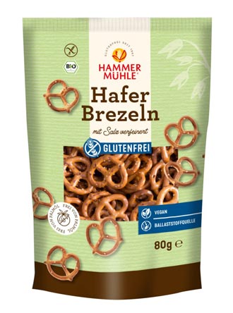 Haferbrezeln mit Salz 80g- Hammermühle Bio

Glutenfreie Bio Haferbrezeln von Hammermühle sind ballaststoffreiche Laugensnacks aus glutenfreiem Hafer mit Salz verfeinert.